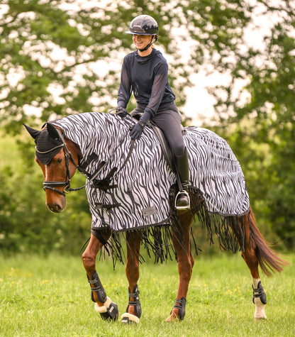 Fliegen-Ausreitdecke Zebra mit Fransen