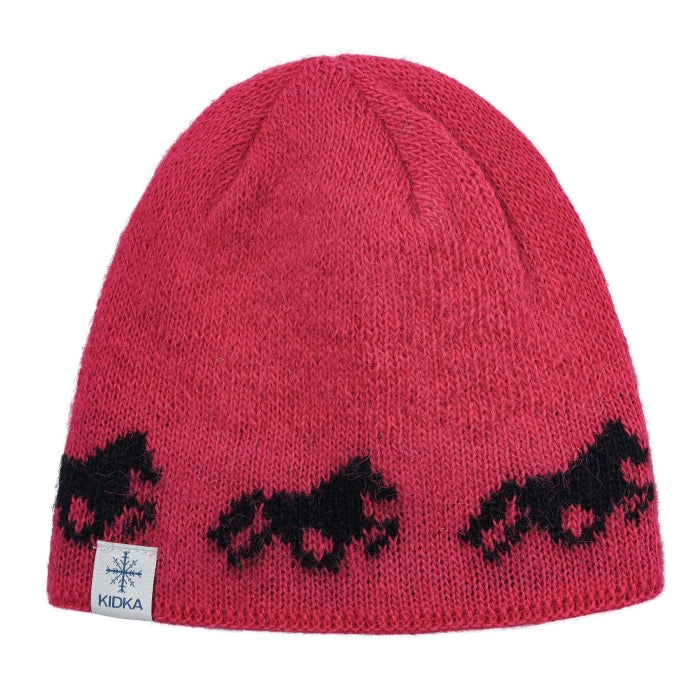 Kidka Strickmütze Islandpferde pink
