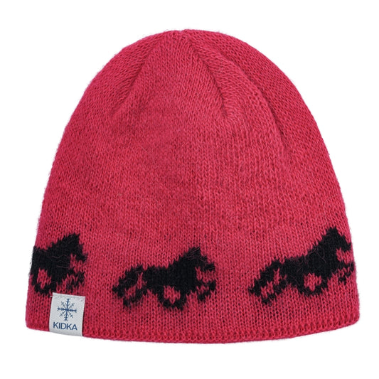 Kidka Strickmütze Islandpferde pink