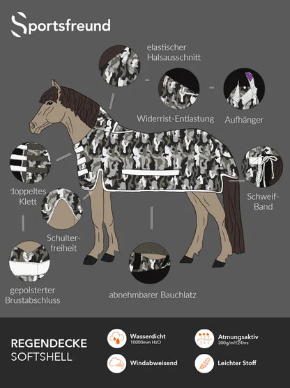 Sportsfreund Regendecke Softshell Grey Camouflage